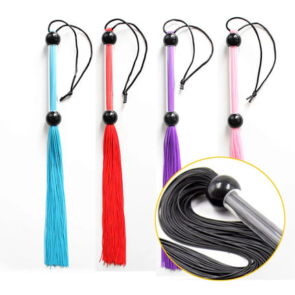 Candiway Ctystal Handle With Silicone Tassel Spanking Whip Fetish Fashion BDSM Bead Adult Slave Erotic Game Sex Toys For Couples