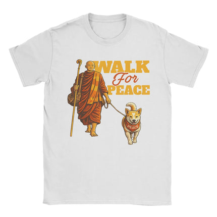 Casual T-Shirt Summer Peace Walking Monks and Aloka Dog Walk for Peace Hipster T-Shirts for Men Y2K Retro Short Sleeve Clothing