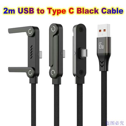 Foldable Charge Cable Usb C Charging Mobile Cable C Flat Charger for iPhone Kickcable Phone Kick Stand Ultra Fast Type C Wire 2M