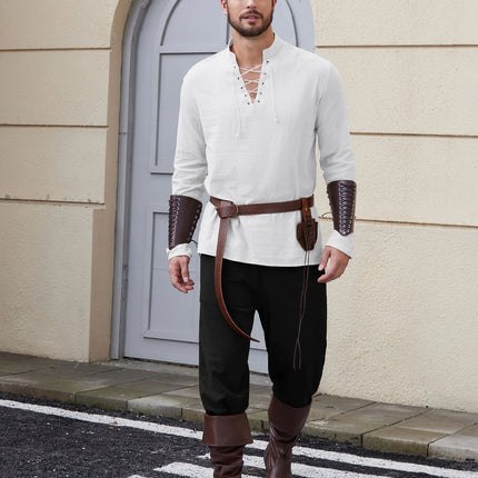 Men's Medieval Viking shirt Renaissance Shirt Pirate Men's Long-Sleeved Halloween Cosplay Costume, Daily Casual Shirt
