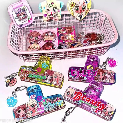 Vintage Showa Cartoon Anime Spice Girls Sealing Clip with Pendant Resin for Storage Food Packaging Kitchen Gadgets