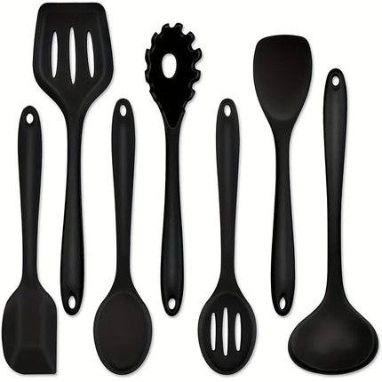 1 ‌ /7-Piece Silicone Kitchen Utensil Set - Non-Stick Spatula, Spoon, Skimmer, Pasta Clip & More for Cooking & Baking