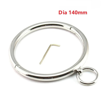 Metal Male Female Lockable Slave Neck collar Hex wrench Restraint Bondage Locking Choker O-Rings Chain Leader SM Couple Game -BDSM