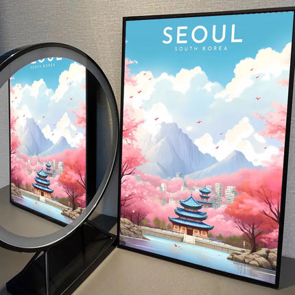 1pc South Korea Travel Poster Self-adhesive Art Waterproof Paper Sticker Coffee House Bar Room Wall Decor