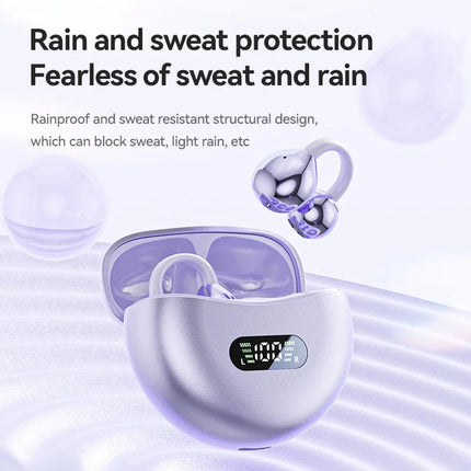Lenovo Open Ear Clip On Headphones Wireless TWS Earbuds Noise Reduction Low Latency LED Display for Sports Running Gaming