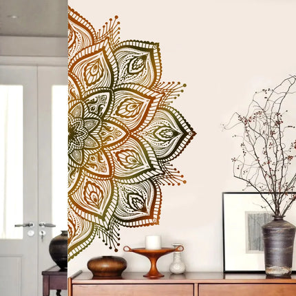 Dark Golden Mandala Wall Stickers For Living Room Bedroom Wall Decoration Pure Black Self Adhesive Decor Sticker Wallpapers