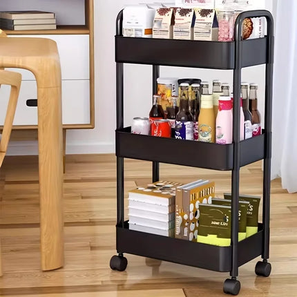 4-tier storage cart - multifunctional rolling cart, suitable for the kitchen, bathroom, nursery, bedroom, and more