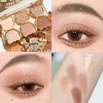 6 Colors Eye Shadow Palette Iris Purple Glitter Pearly Eyeshadow Palette Fashion Korean Shiny Eye Shadow Charming Eye Makeup