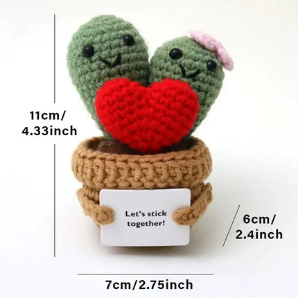Positive Energy Pocket Hug Crochet Doll, Mini Handmade Knitted Plush Potato Turtle Vegetable Duck Funny Support Gift with Card