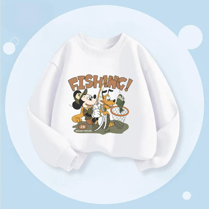 Fashion Simple Kids Long Sleeved Tops Baby Boy's Sweatshirts Printed Mickey Hoodie O-neck Pullover Casual Children's Clothes Top