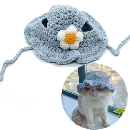 Knitted Cute Soft Cat Hat Halloween Christmas Party Costume Head Wear Accessories for Puppy Pet Kitten Little Dogs Small Animals