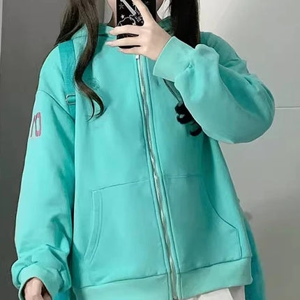 Women's Hooded Jacket Spring Autumn Cardigan Sweatshirt 2025 New Oversized Hoodie College Style Zip Up Hoodie Streetwear Women