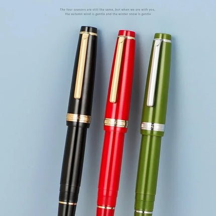 JINHAO 82 Fountain Pen Gold Trim Acrylic Barrel Silver Clip for Writing Calligraphy Signature School Office Supplies Stationery