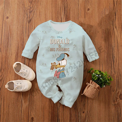 Donald Duck Baby Romper 0-4 Years Spring Autumn Boy Girl Babies Jumpsuit 2026 New Cartoon Anime Newborn Climbing Clothes