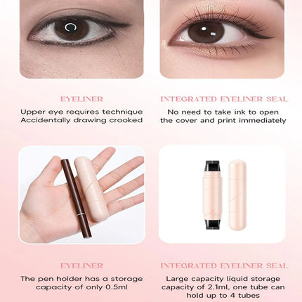 Rotating Eyeliners Stamp Pen Waterproof Sweat-Resistant One-Touch Application Liquid Eyeliners Smudge-Proof Daily Makeup