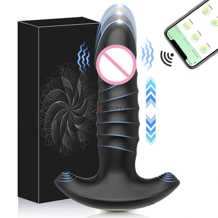 Thrusting Anal Vibrator Men Bluetooth APP Vibrator Remote Control Telescopic Prostate Massager Male Prostate Stimulator - VIBRATEUR