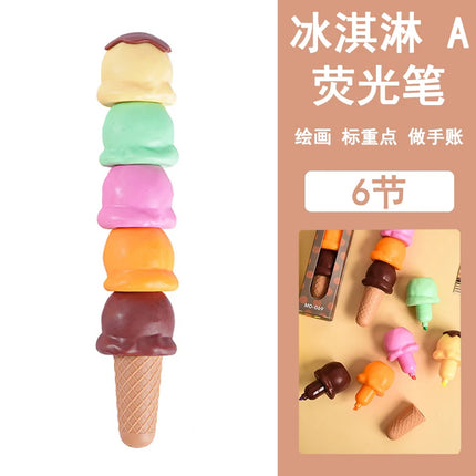 1pcs Creative 5 Color Highlighter Cartoon Cute Shape Highlighter Creative Students Make Hand Account Marker