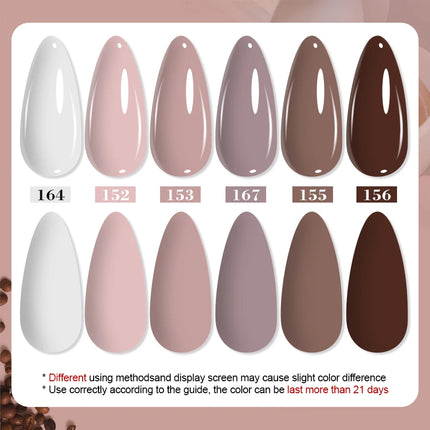 6Pcs 10ml Gel Nail Polish Set Milk Tea Color Gel Varnish Nail Kit, Soak Off UV/LED Gel Polish For Home Salon Nail Art DIY