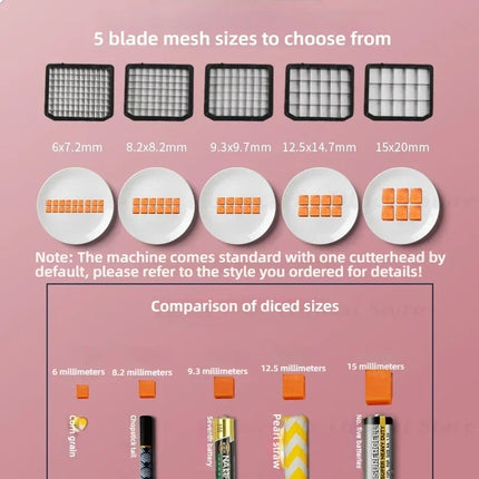 Multifunctional Vegetable Cutter Fruit and Vegetable Slicer Commercial Household Cube Cutting Stainless Steel Food Processor