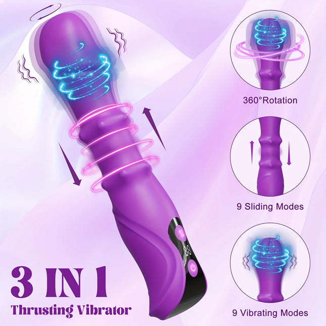 Telescopic Swing Vibrator Women 3 in 1 Clitoris G Spot Stimulator Thrusting Beads Dildo Female Masturbation Adult Sex Toys