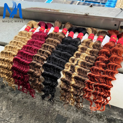 16-24inch Human Hair Bulk for Braiding Remy Hair Deep Wave Boho Braids Hair Bulk Extension Bobbi Hair for Women Wholesale