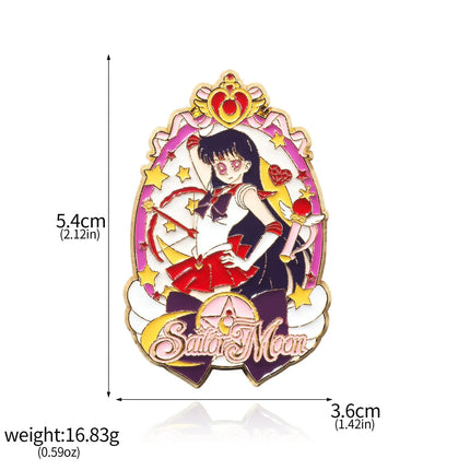 Anime Cartoon Moon Tsukino Usagi Enamel Keychain Necklace for Women Girl Magic Brooch Aino Minako Pin Cosplay Jewelry Gift