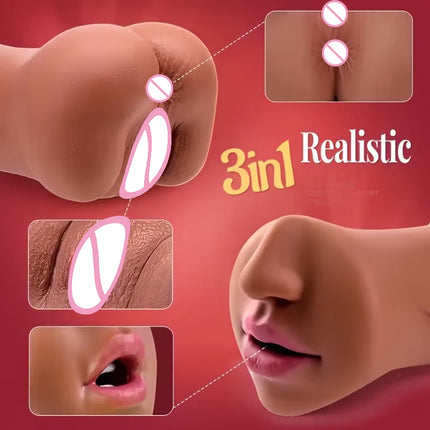 3 in 1 Realistic Vagina Handheld Masturbation Cup Anime Masturbator Tight Anal Pocket Pussy Sex Shop Soft Sexual Toys Ass Male