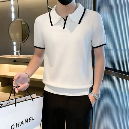 2026 summer tShirt Men's Business Casual Slim Fit Polo Shirt Short Sleeved Comfortable And Breathable Fashion Top uomo firmati