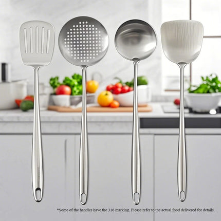 Food Stainless Steel Wok Spatula Metal kitchen utensils Slotted Turner Spoon Ladle Cooking Tools Utensil Set Kitchen Accessories
