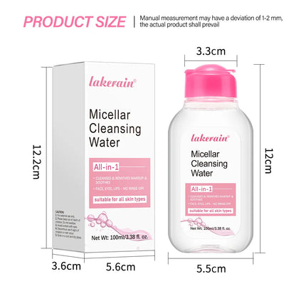 Micellar Cleansing Water-Gentle Makeup Remover for Face & Eyes-Effectively Removes Waterproof Mascara & Long-Lasting Lipstick