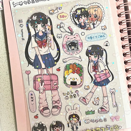 Shibuya Hottie Vintage Sticker - Kawaii Showa Anime Girl Decal for Aesthetic Journaling Scrapbooking Laptop & Phone Case DIY