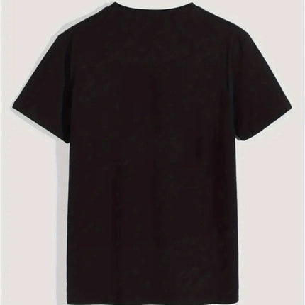 100% pure cotton men's loose T-shirt breathable casual fashion letter pattern printed short sleeved round neck top