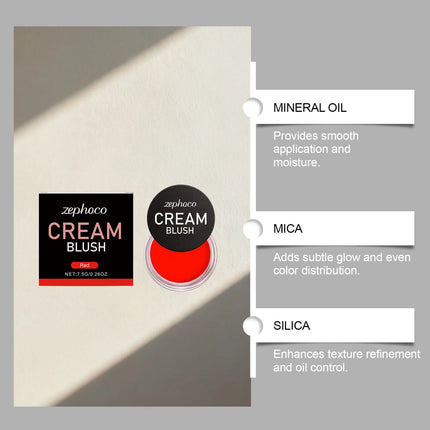 Red Silky Moisturizing Blush, Hydrating and Colorful for a Rosy, Radiant, Natural Contouring Makeup Look