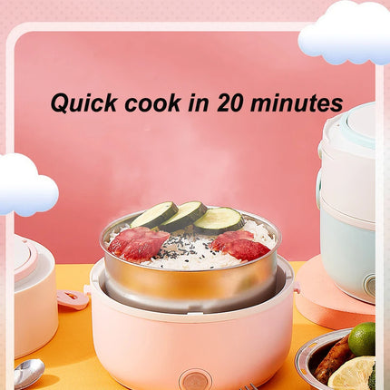2024 Upgraded Fast Heating Electric Lunch Box Small Multi-functional Insulated Rice Cooker Steamer Portable Electric Lunch Box