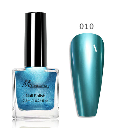 12 Colors Mirror Effect Nail Polish - Metal Chrome No UV Lamp Needed, Quick Dry Long Lasting Nail Lacquer, Professional Salon
