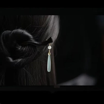 Handmade Hanfu Flower Hairpins Sticks with Tassel Vintage Wood Hair Stick Pins for Women Hair Styling Tools Jewelry Accessories