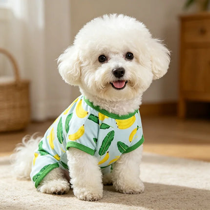 Dogs Pajamas Cute Banana Leaf for Small Dogs Soft Material Stretchable four-legged pet jumpsuit Indoor Pet Loungewear