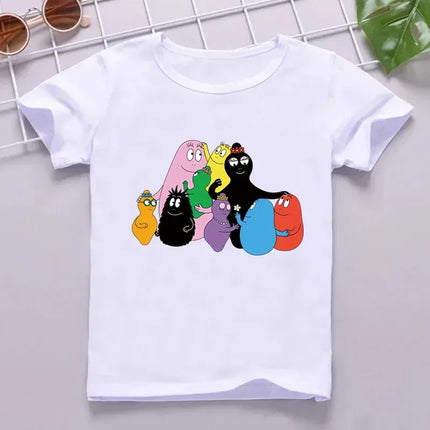 Hot Sale Cute Barbapapa Print Cartoon Kids T-shirt Funny Girls Summer Tops Baby Boys Clothes Children Short Sleeve T-shirt