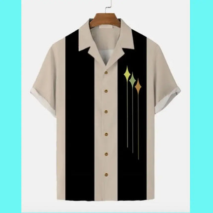 Stripes Simple Casual Dress Shirts European Size Men's Hawaiian Fashion Short Sleeve Loose Breathable Top Button Summer