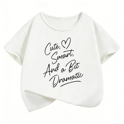 Cute Smart Dramatic Letter Printed T Shirts Short Sleeve Kids Children's T-shirt Boys Girls Summer Spring Casual Top Tee Shirt