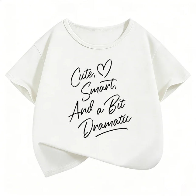 Cute Smart Dramatic Letter Printed T Shirts Short Sleeve Kids Children's T-shirt Boys Girls Summer Spring Casual Top Tee Shirt