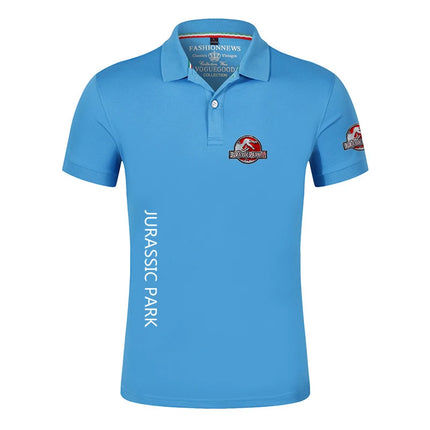 Jurassic Park Summer Casual Sports Ice Silk Quick-drying Breathable Lapel Collar Short-sleeved Solid Color Polo Shirt