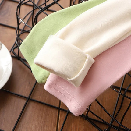 1pcs Autumn Winter Children's T-Shirts Solid Color Warm Tops Kids Round Neck Long Sleeve Base Shirt Boys Girls Tshirts Clothes