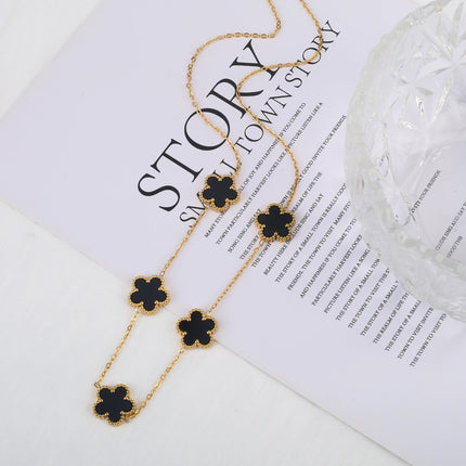 Hot Sale Stainless Steel Laser Five Leaf Flower Petal Adjustable Clover Bracelet Classic for Woman Girl Brand Jewelry Party Gift
