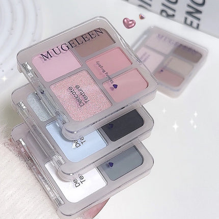 5-Color Punk Smokey Eyeshadow Palette Silvery Black Matte Shimmer Nude Pink Eye Shadow Lasting Halloween Eye Makeup Cosmetics