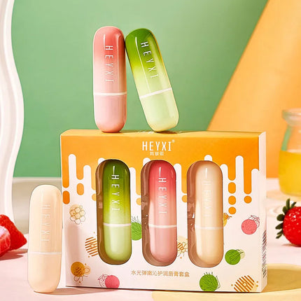 3pcs/Set Fruits Lip Balm Sets Temperature Color Change Moisturizing Nourishing Hydrating Lipstick Kits Lips Skin Care Products