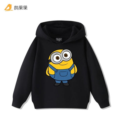 Children's cartoonMinions pattern printed hooded sweatshirt for boys and girls suitable for autumn andwinter a warm top for kids