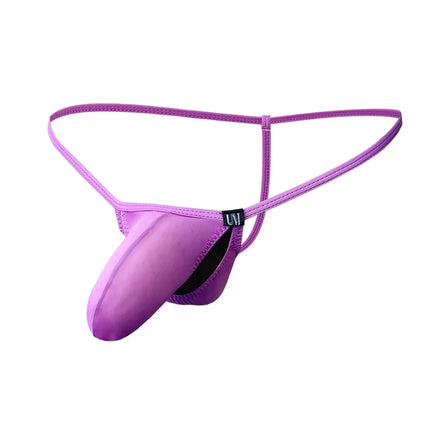 Men's Low-Waist Ice Silk Thong Underwear Openwork Split Design Breathable Sexy Thin Briefs New Arrival