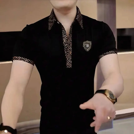 Summer Fashion Short Sleeve Polo Shirt Men's Slim Fit Business Casual Versatile Turn-down Collar Top Quality Material