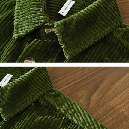 New Fashionable Corduroy Long Sleeve Men's Shirt Casual Loose-Fit Top Jacket High Quality Amazon Autumn/Winter Collection